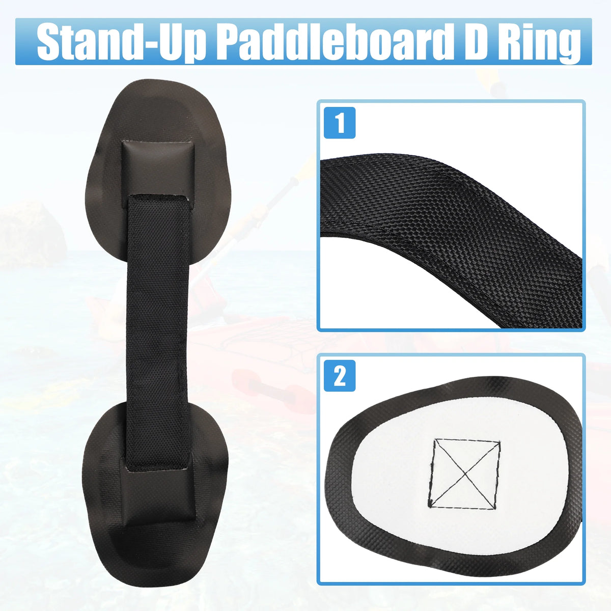 7pcs PVC Patch Round Shape D Ring 11.5ft Elastic Shock Rope with 6 Hooks Accessories for Inflatable Boat Black H668