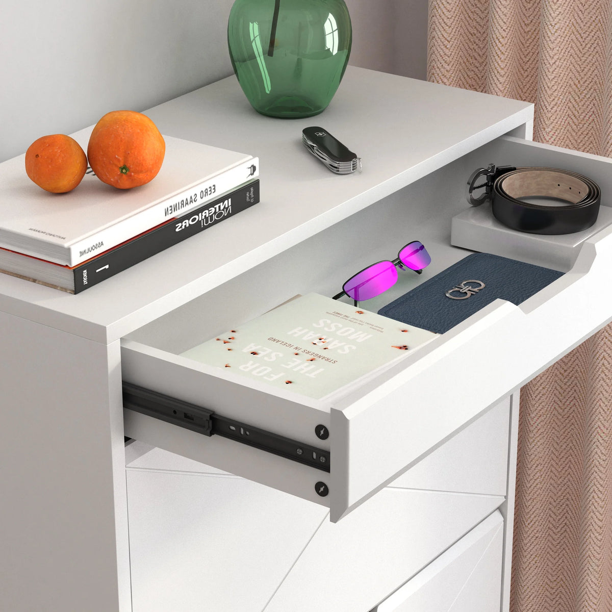 White 3 Flip Drawer Shoe Cabinet S208452