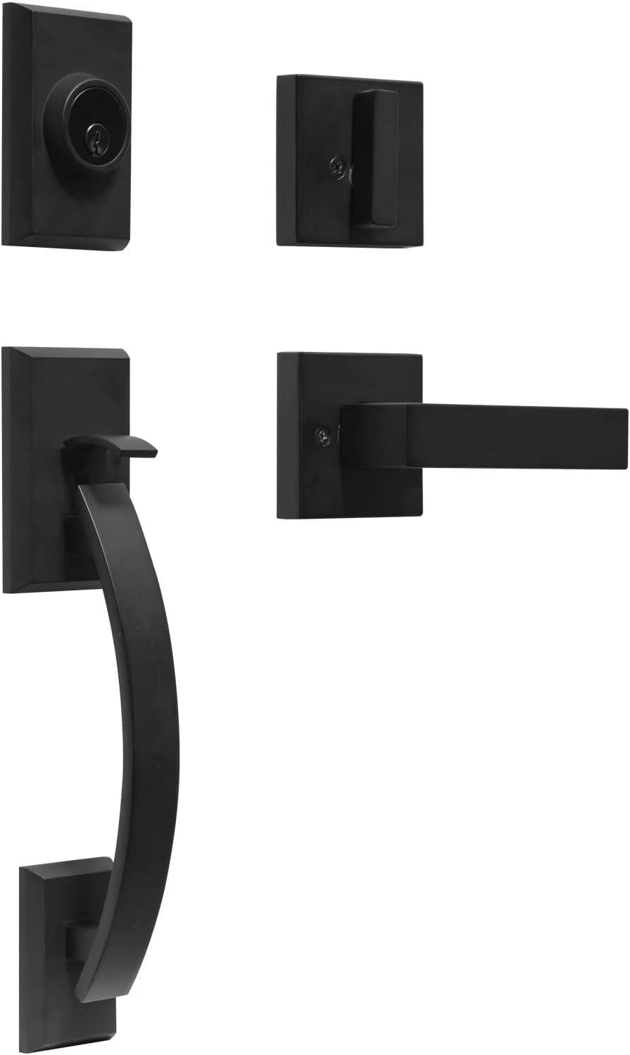 Front Door Handle Set with Lock, Satin Nickel Pack of 2 M3316