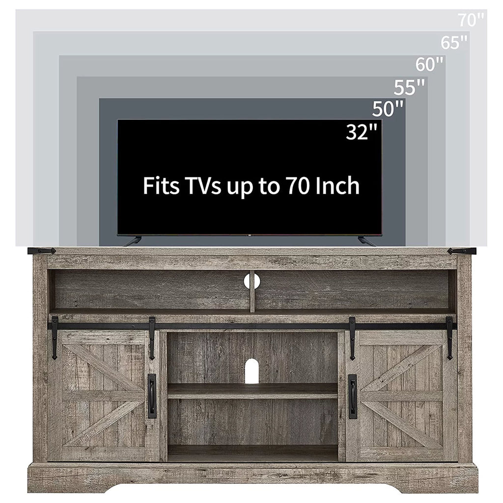 60-Inch Sliding Barn Door Wooden TV Stand V24861