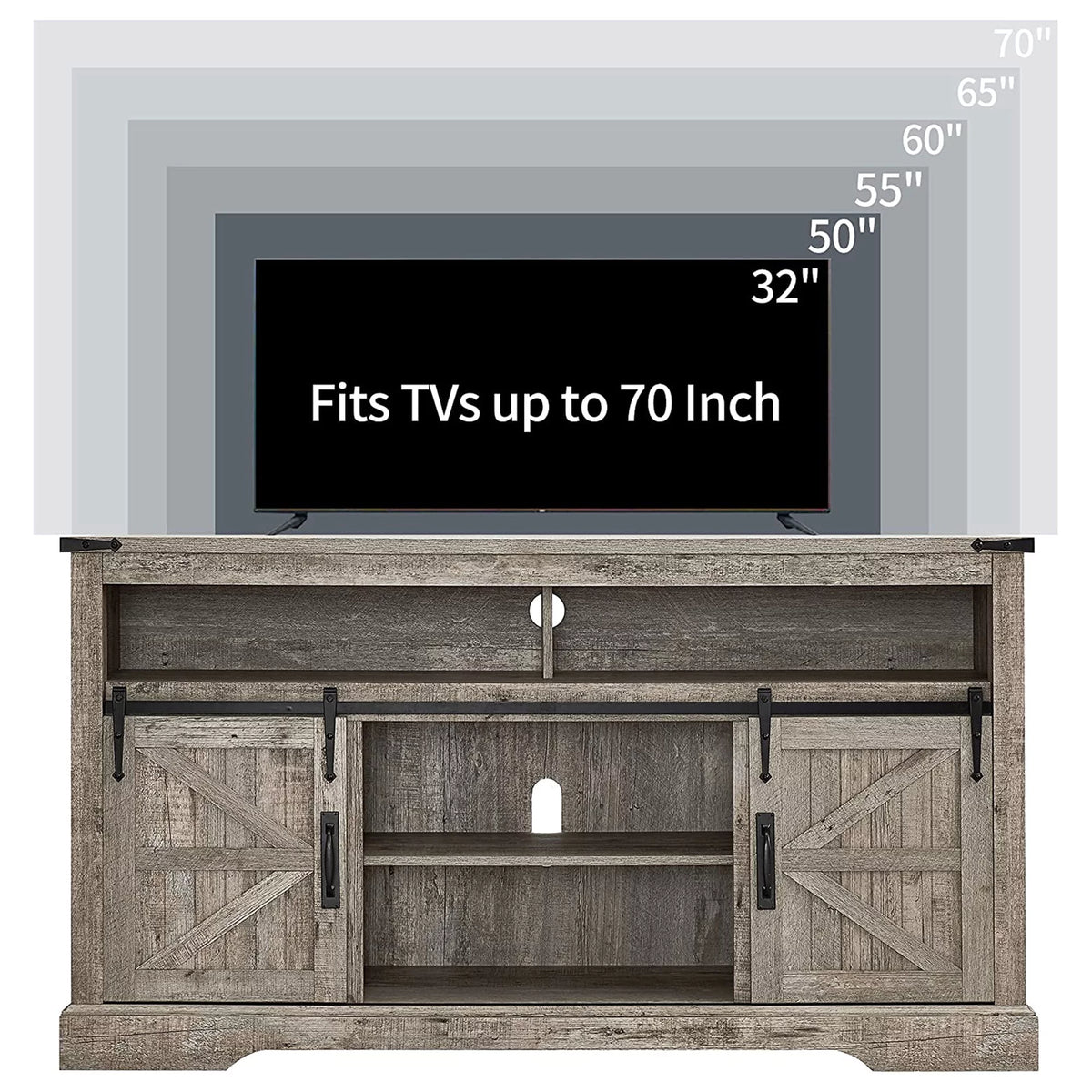 60-Inch Sliding Barn Door Wooden TV Stand V24861