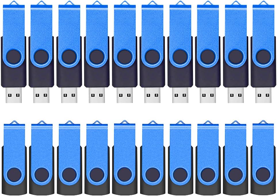 2GB 20 Pack Blue USB 2.0 Flash Drives with Lanyards A7537