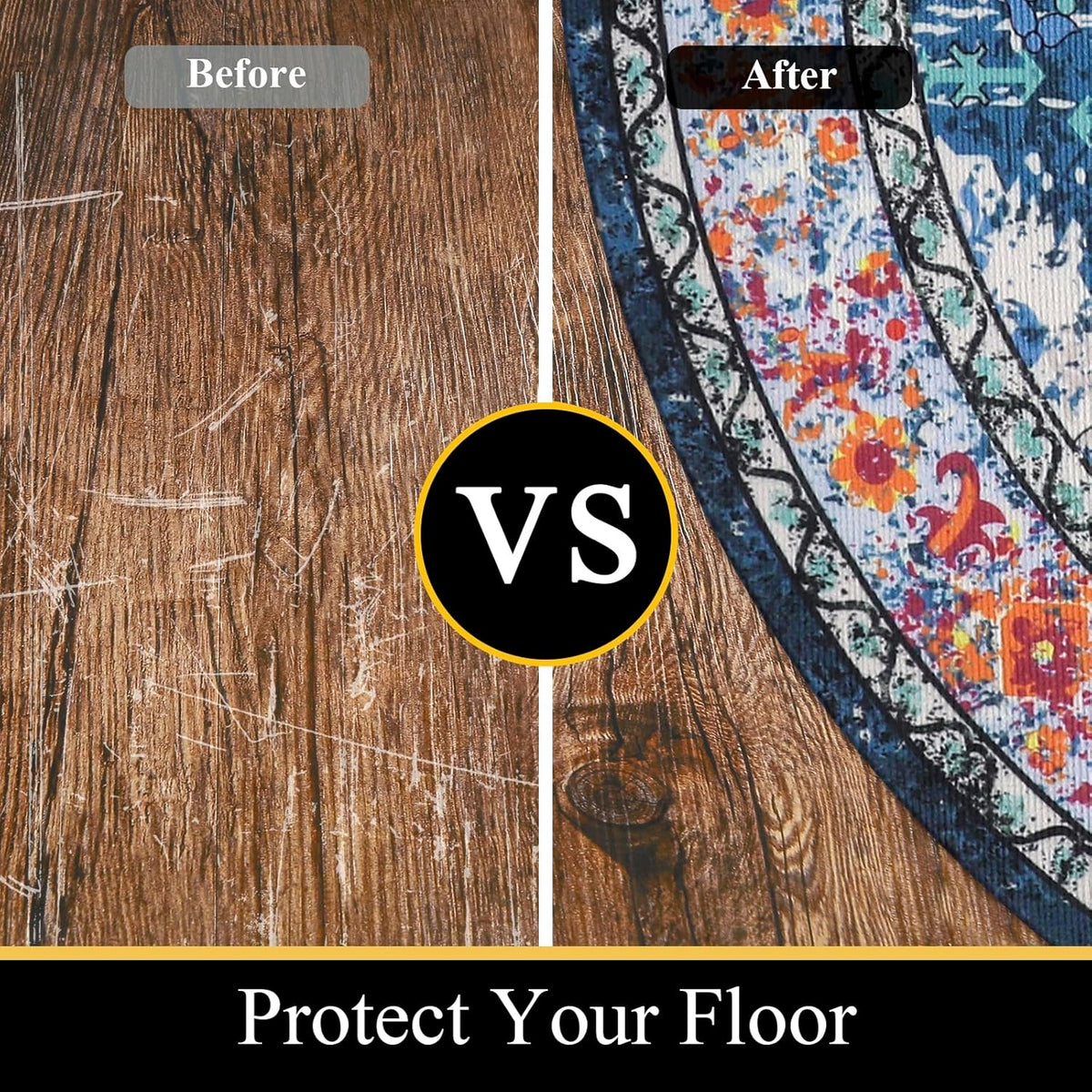 Blue Non Slip Desk Chair Mat for Hardwood Floor, 5 Ft F65132