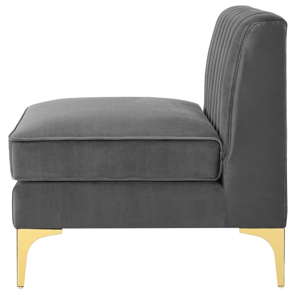 Gray Channel Tufted Performance Velvet 4-Seater Sofa O36474