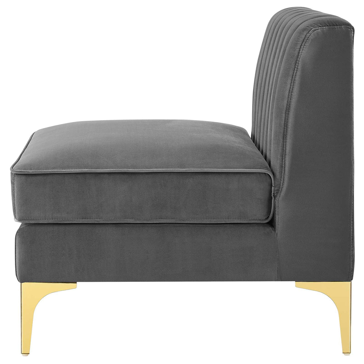 Gray Channel Tufted Performance Velvet 4-Seater Sofa O36474