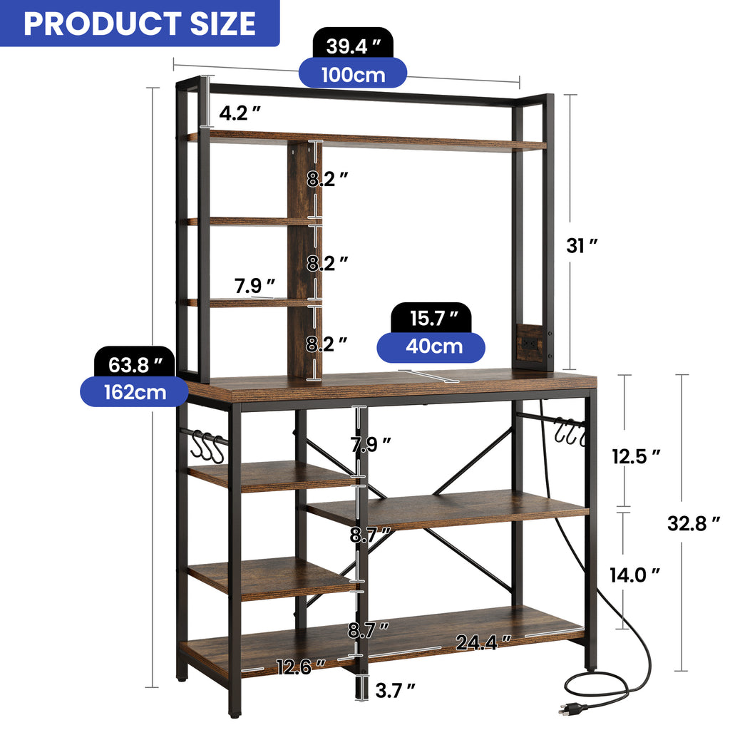 8-Tier Freestanding Kitchen Storage Shelf with Power Outlets L24165