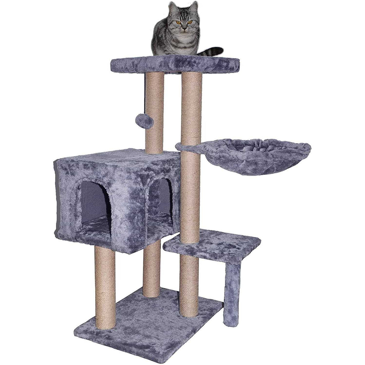 Cat Tree with Scratching Toy Grey N9459
