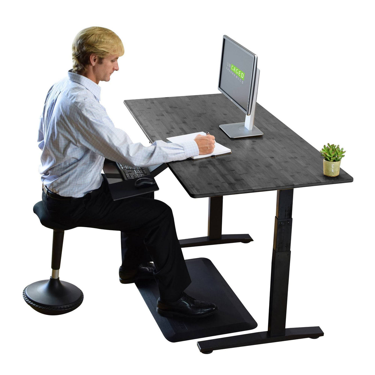 Black Bamboo Electric Adjustable Height Standing Desk M1965