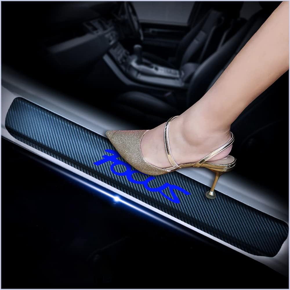 4Pcs Car Door Sill Scuff Plate Cover Carbon Fiber Sticker red F970