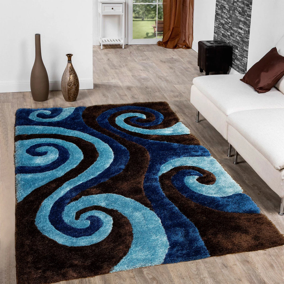 Brown Shaggy Area Rug 5' x 7' N645267
