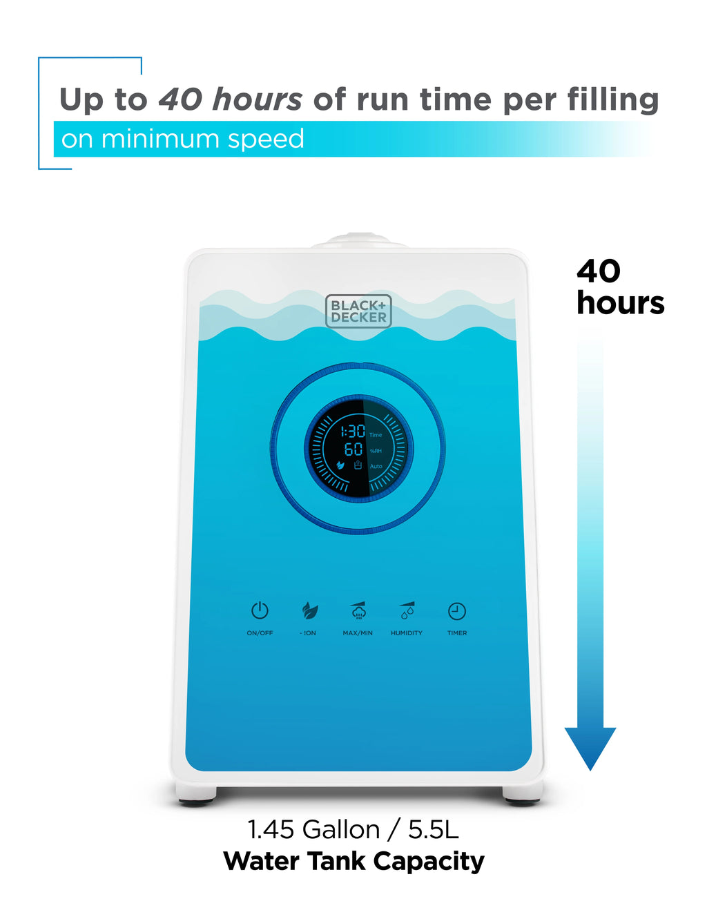 5.5 Liter Ultrasonic Humidifier with Digital Touch Panel Control and Remote G5710