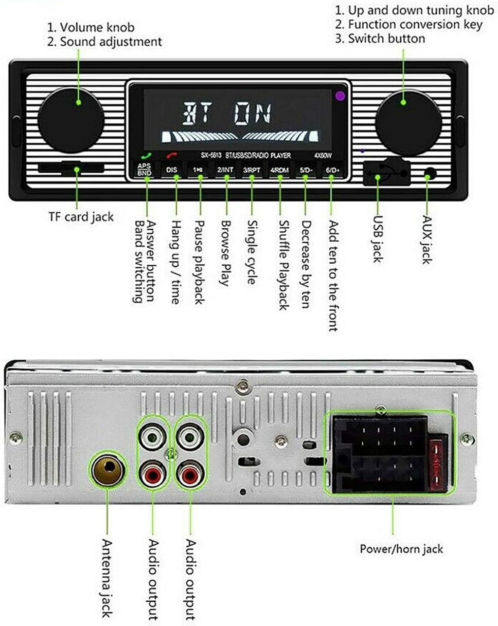 Car Music Player Bluetooth Classic Compact Size Auto Radio J5178