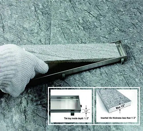 Brushed Linear Shower Drain with Tile Insert Grate I85929