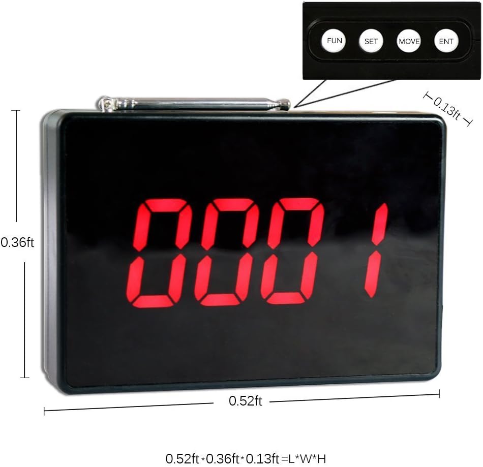 Wireless Calling System with 10 PCS Waterproof Call Buttons and 1 PC Display Receiver W52158