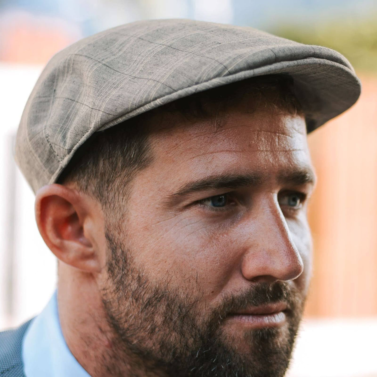 Grey Plaid Flat Cap J247
