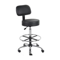 Black Caressoft Drafting Stool with Back Cushion & Foot Ring E322100