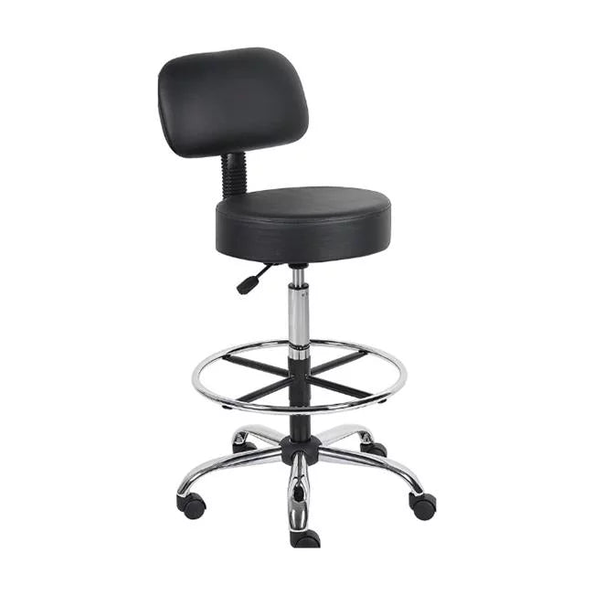 Black Caressoft Drafting Stool with Back Cushion & Foot Ring E322100