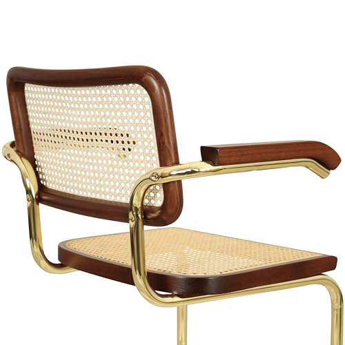 Black Cane Cantilever Armchair with Brass Steel Frame K44475