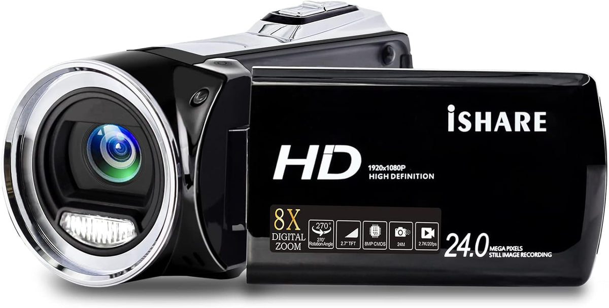 FHD 1080p Vlogging Camera Recorder 2.7 Inch 270 Degree Rotation LCD Video Camera, Pack of 2 X78739