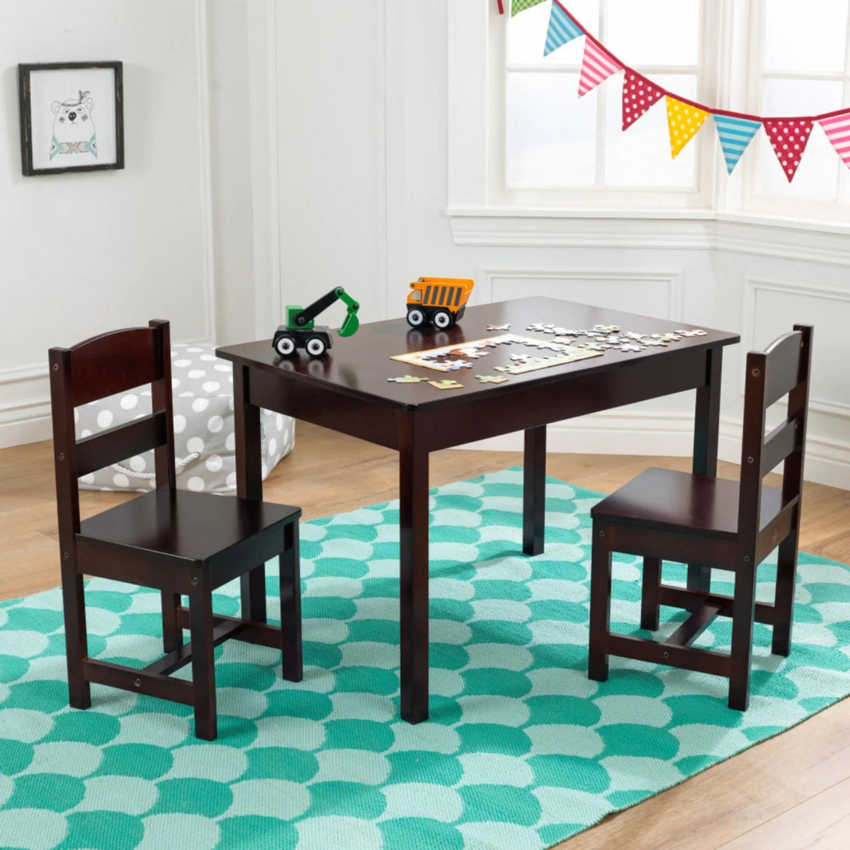 Wooden Rectangular Table & 2 Chair Set X94987
