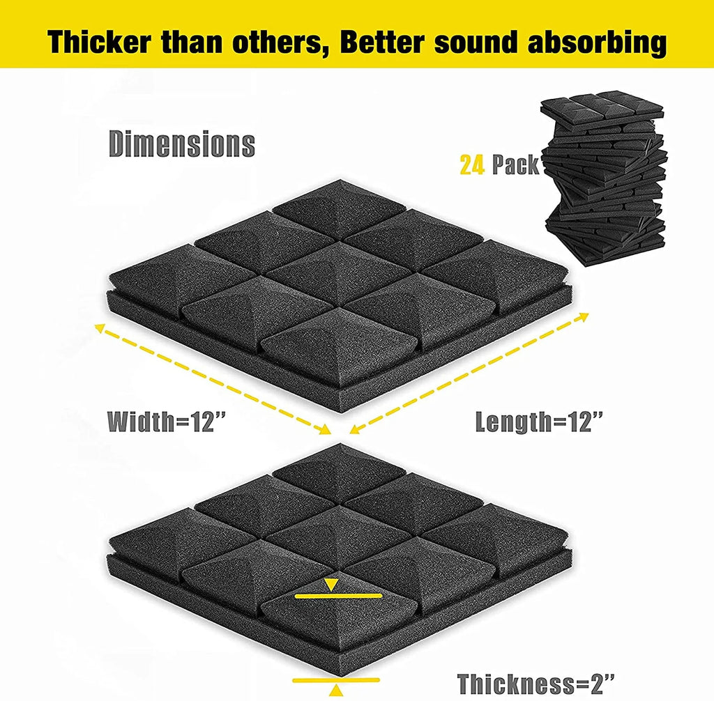 12 Pack Gray Acoustic Foam Panels N8185