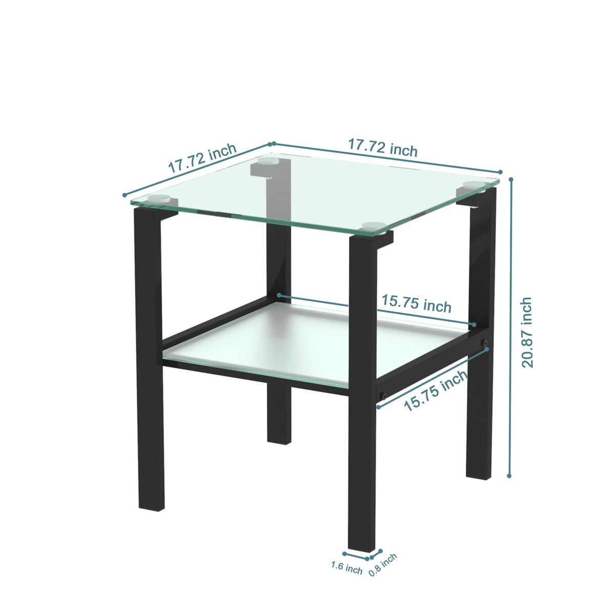 Set of 2 Tempered Glass Square Side Table Y542640