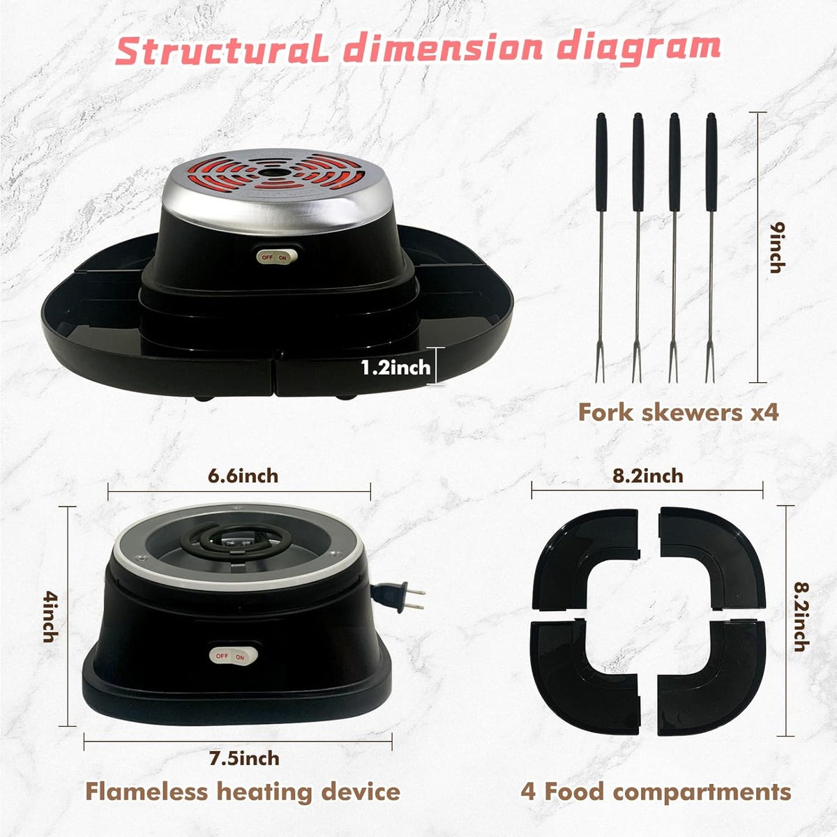 Electric S'mores Maker with 4 Marshmallow Roasting Sticks and 4 Trays E546066