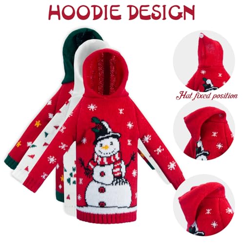 3Pcs Christmas Wine Bottle Covers Knitted Hoodie H299