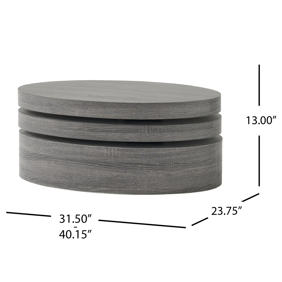 Black Rotatable Oval Coffee Table W160527