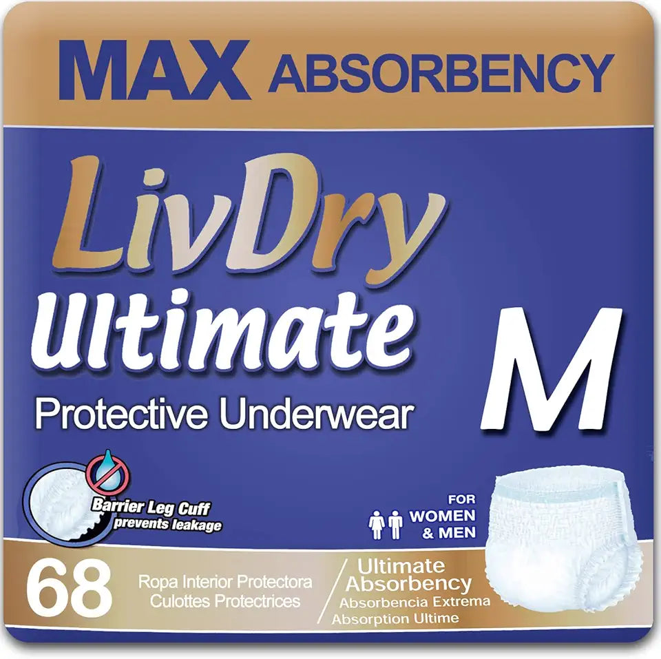 Adult Incontinence Underwear, Medium, 68-Pack B933691