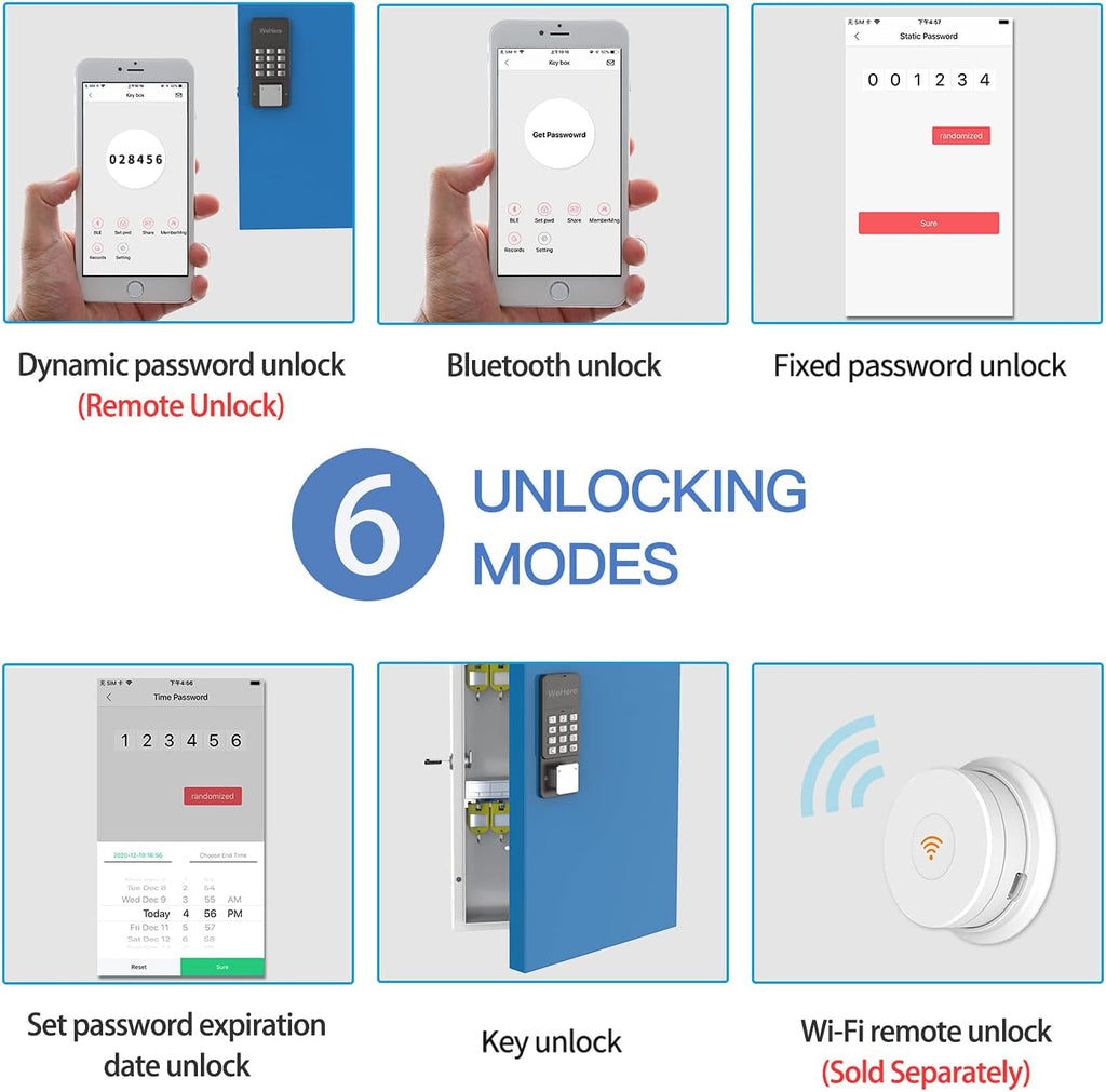Key Lock Box 192 Keys with Bluetooth Unlock Metal Key Cabinet Wall Mount K592