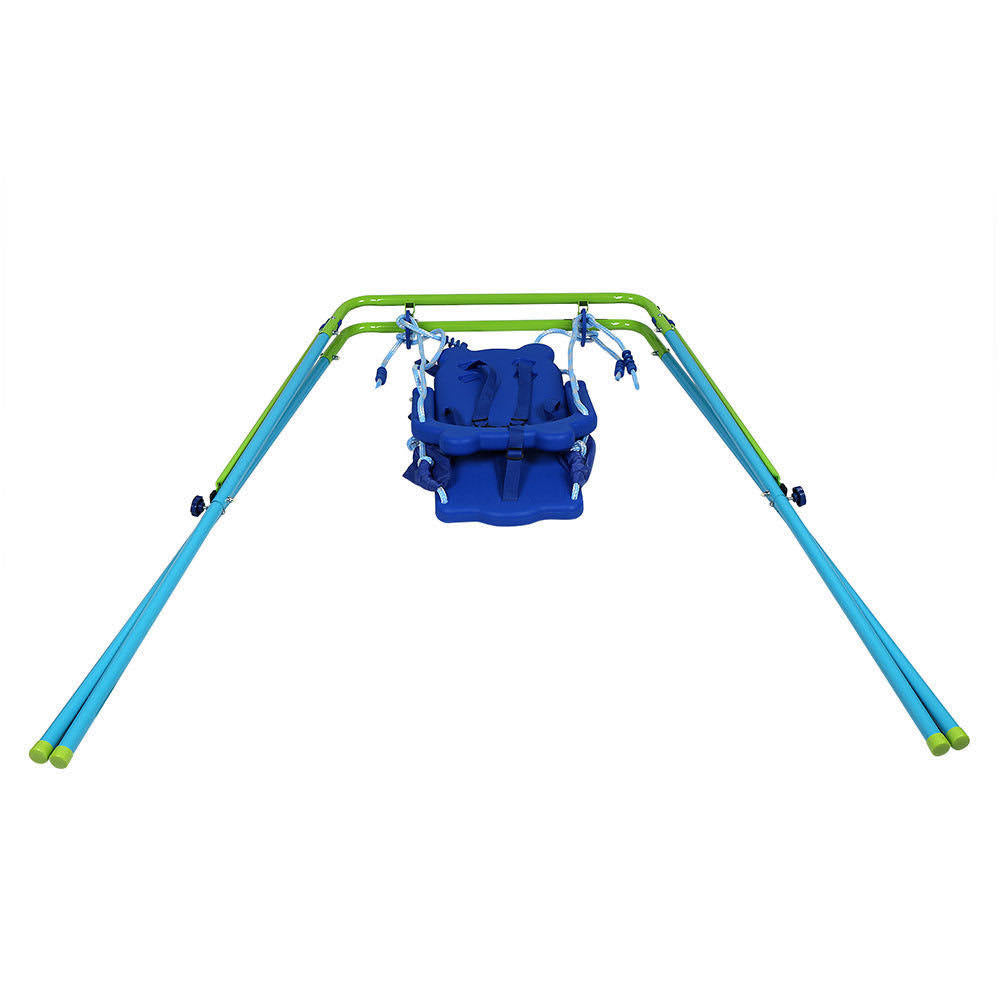 Folding Toddler Blue Swing Set with Safety Seat B98797