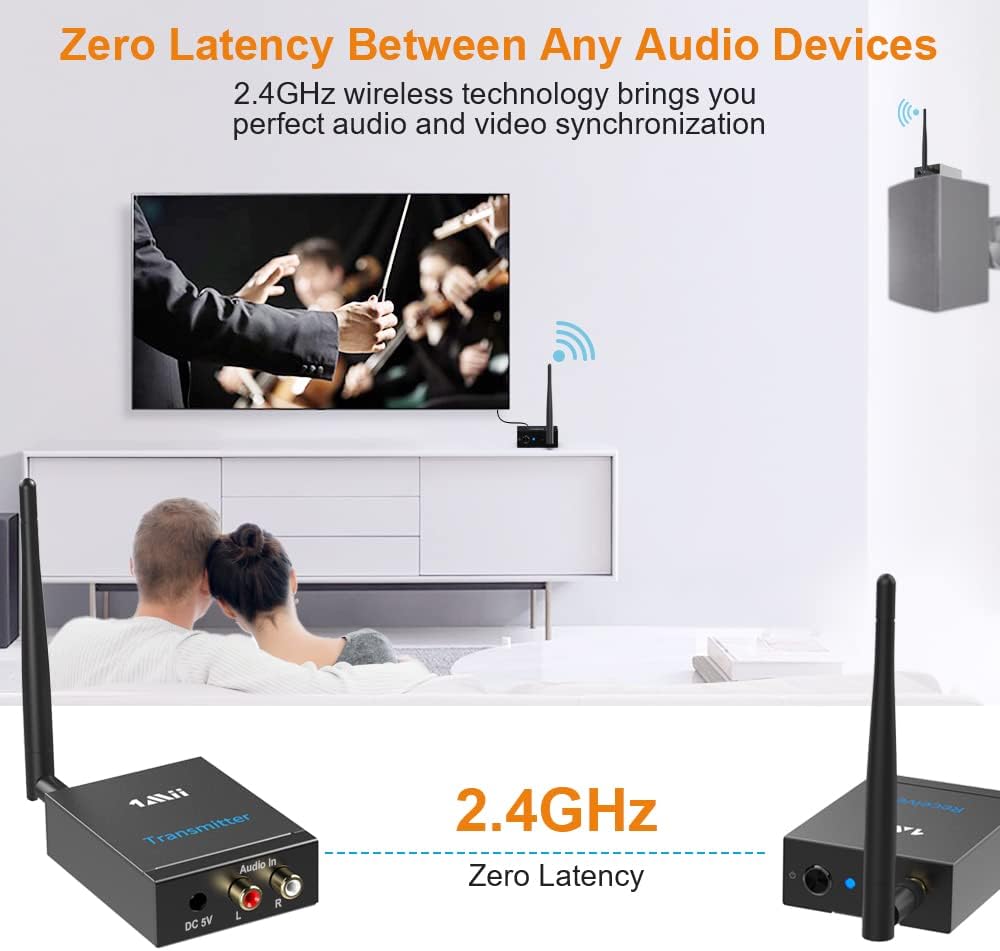 2.4GHz Wireless Audio Transmitter Receiver RCA 320ft Pack of 2 L69874