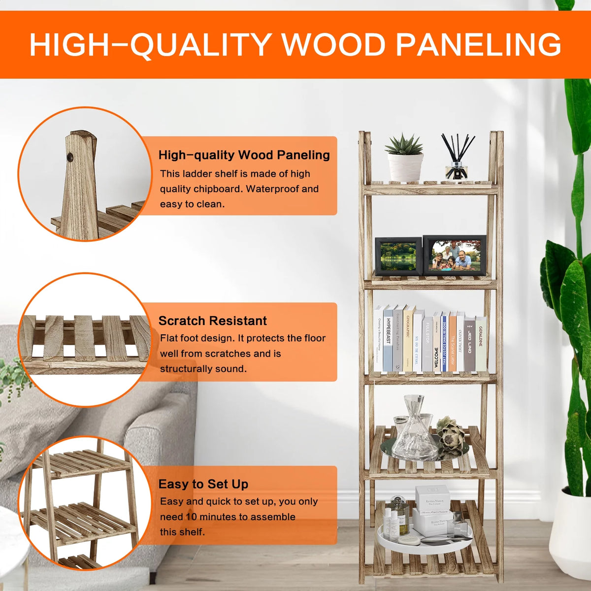 5-Tier Wooden Bookshelf A5413