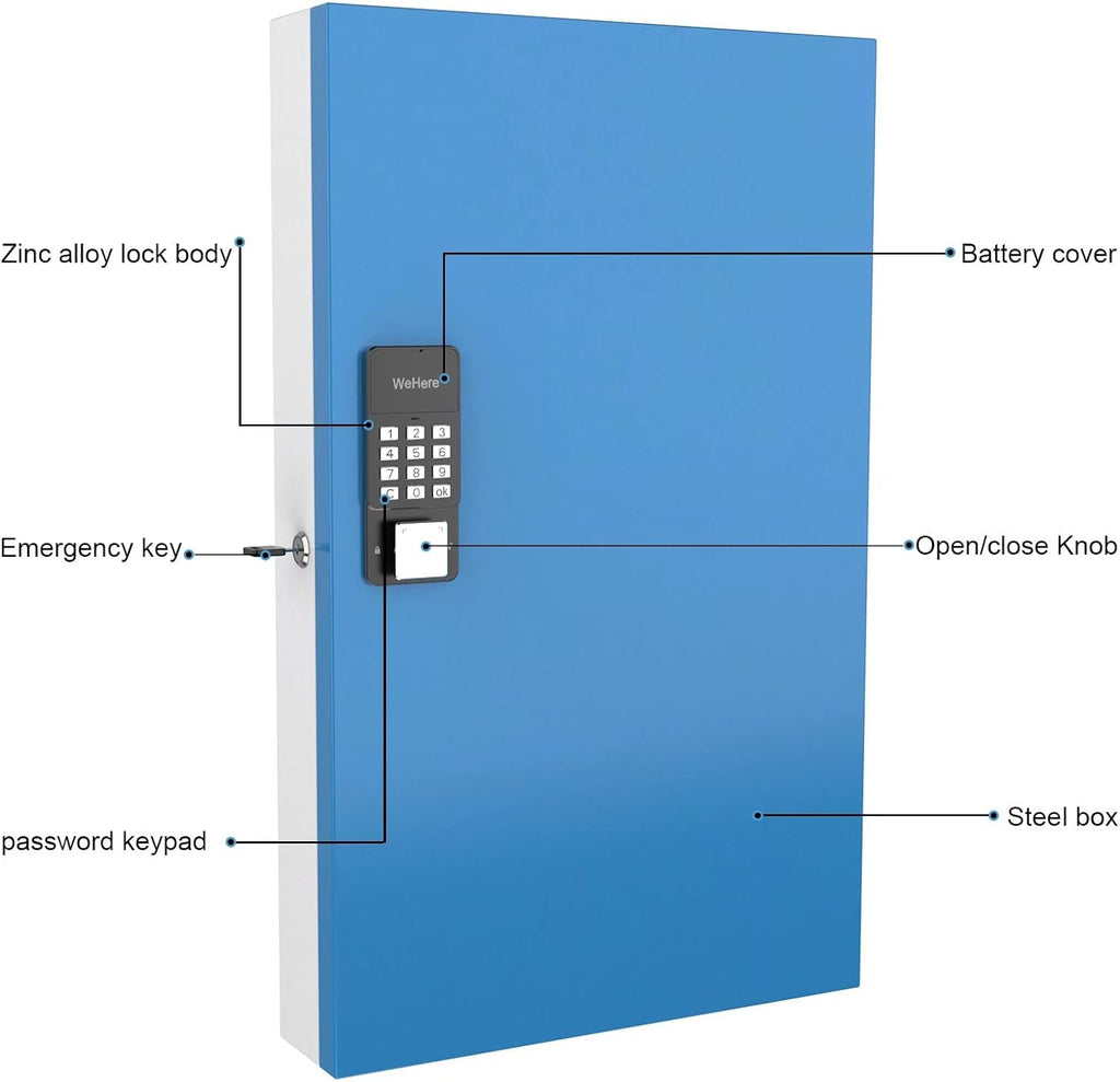 Key Lock Box 192 Keys with Bluetooth Unlock Metal Key Cabinet Wall Mount K592
