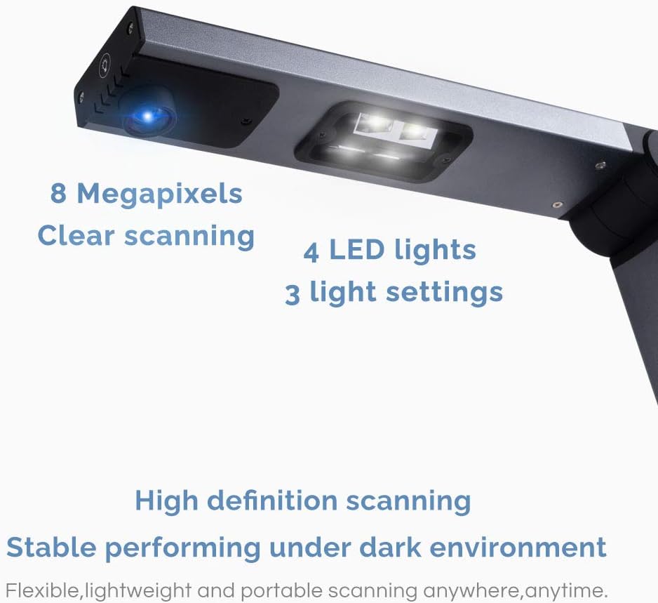 Document Camera & Overhead Scanner X3: Portable 8MP High Definition Capture Size A3 Multi-Language OCR USB Doc Cam Pack of 2 X42875