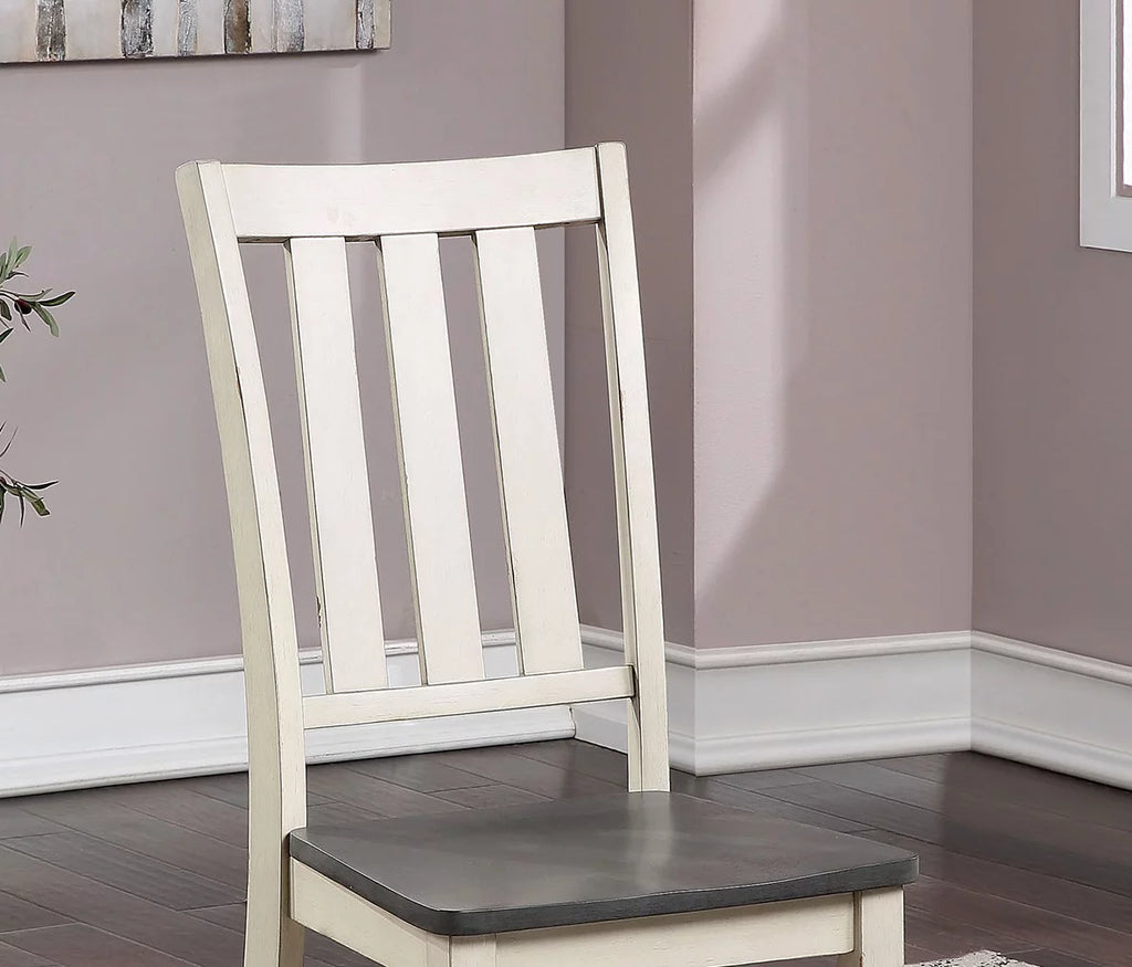 Antique White Gray 7pc Solid Wood Dining Table and 6 Side Chairs Z39306