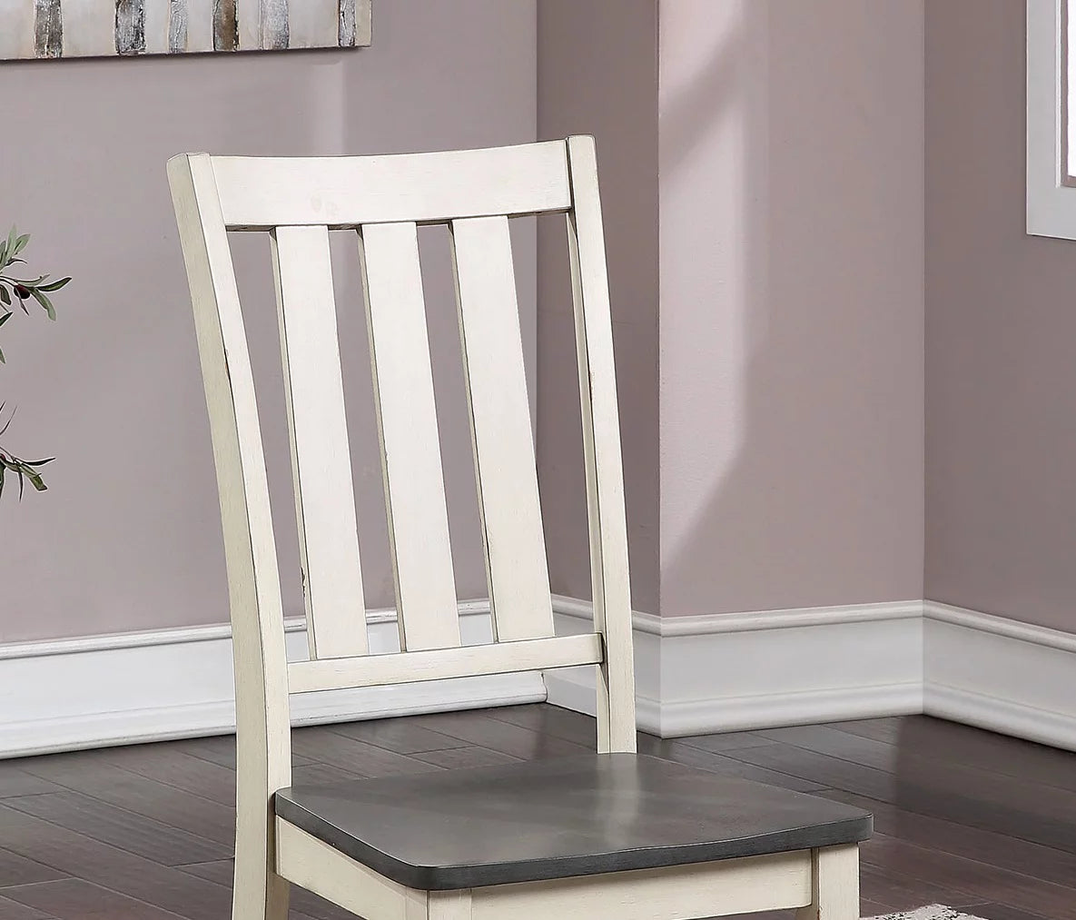 Antique White Gray 7pc Solid Wood Dining Table and 6 Side Chairs Z39306