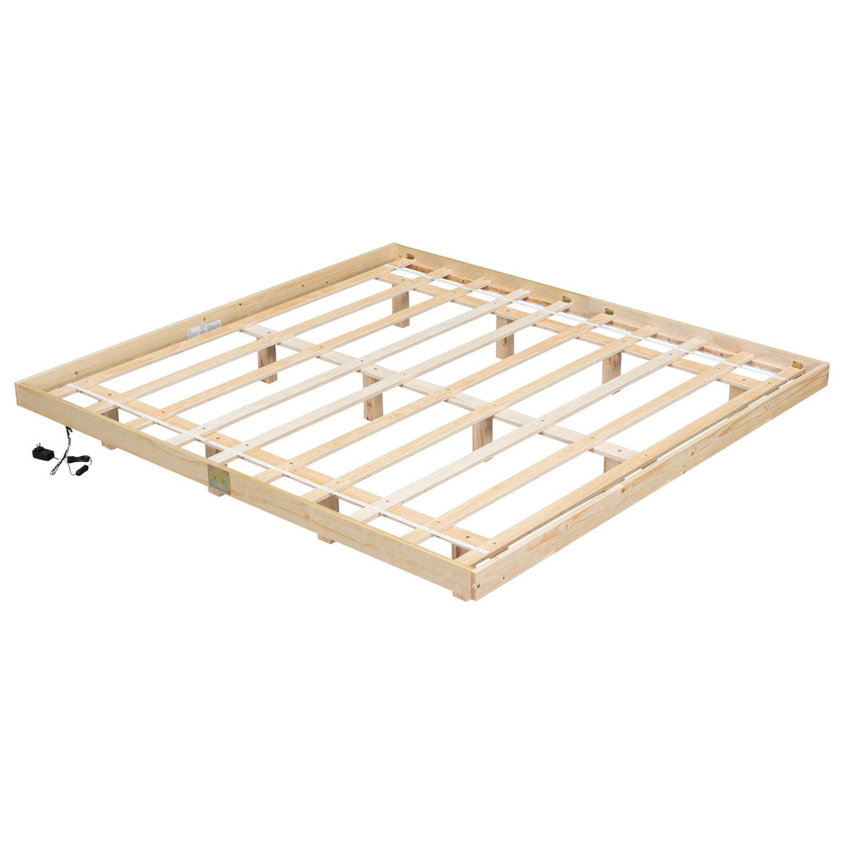 White Full Size Floating Bed Frame with LED Lights V5728