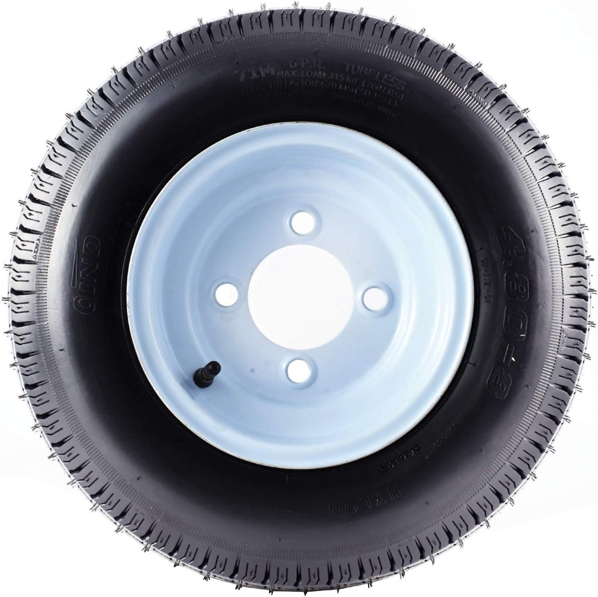 2PCS Trailer Tires & Rims 4.80-8 6PR 4 Lug on 4" Wheel White Spoke A820