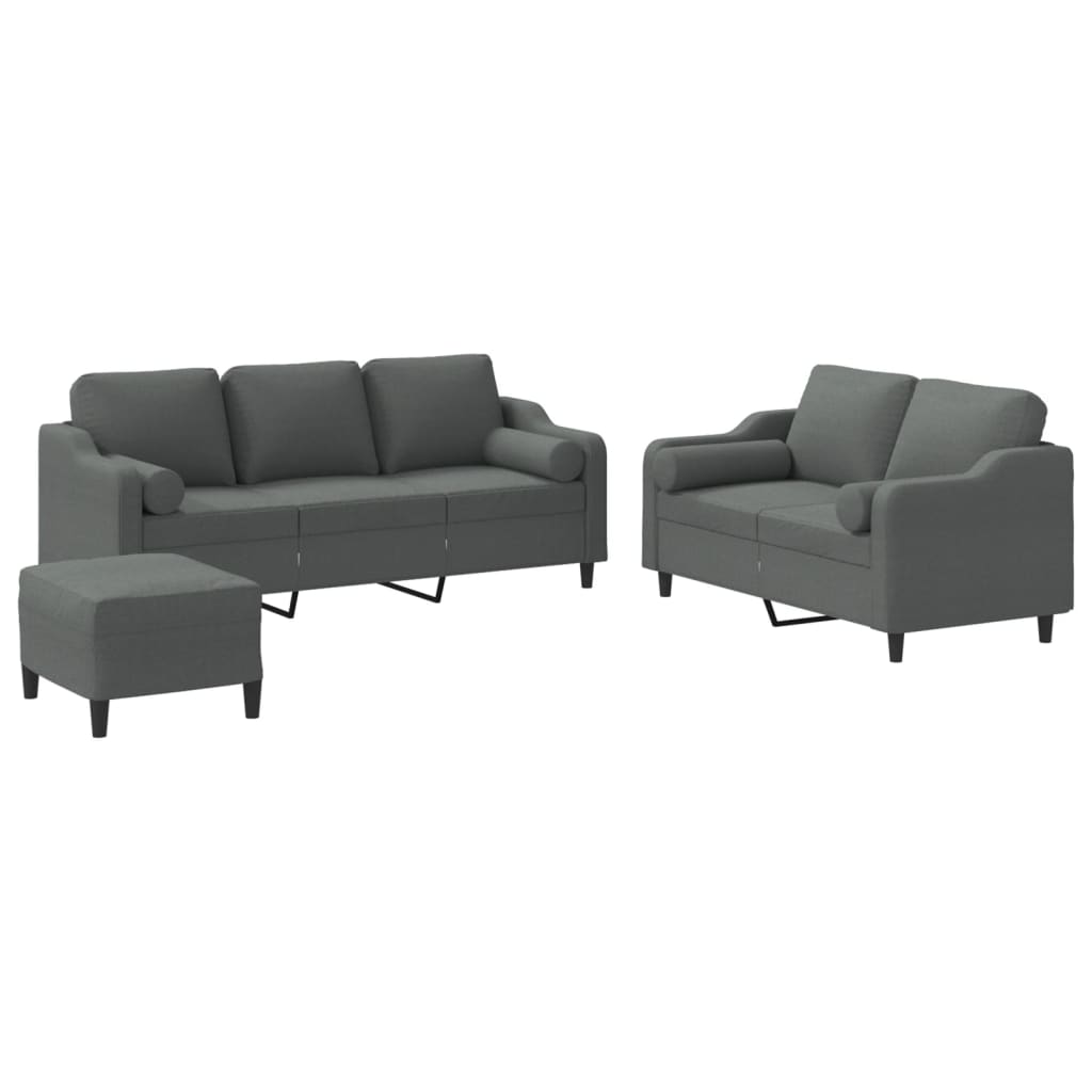 3 Piece Dark Gray Fabric Sofa Set M301