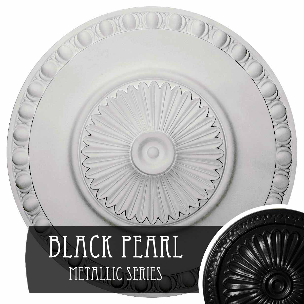 23 1/2x22OD x 3 1/4x22P Ceiling Medallion, Hand-Painted Black Pearl Q119028
