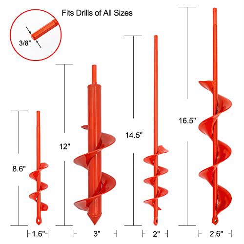 Set of 4 Garden Auger Drill Bit S39362