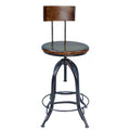 34" Brown and Black Adjustable Stool with Curved Back A1280
