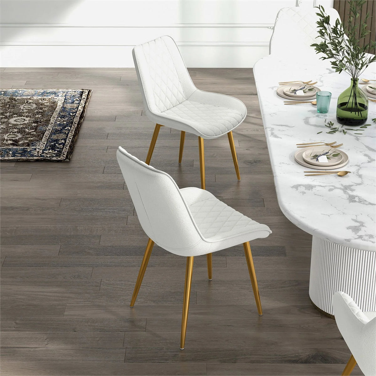 Cream Boucle Fabric Dining Chair Set of 2 Z725985