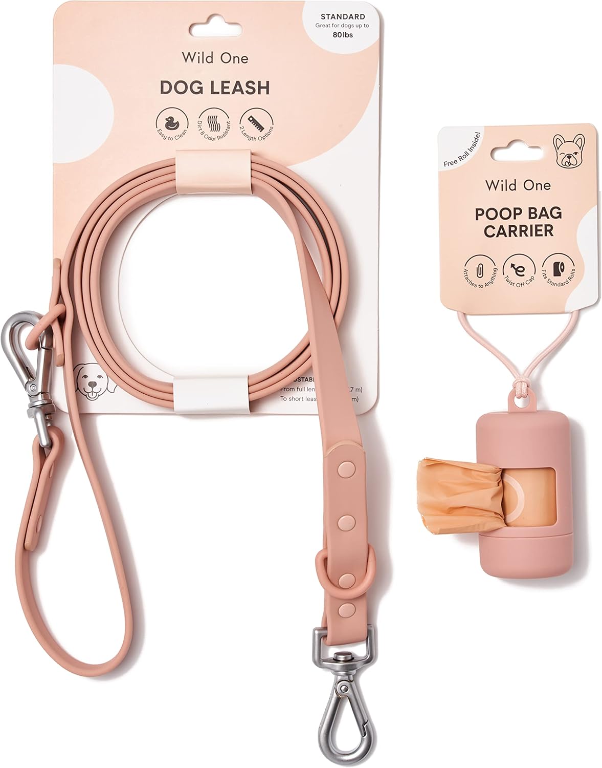 Lilac Nylon Dog Leash and Poop Bag Carrier Set A8190