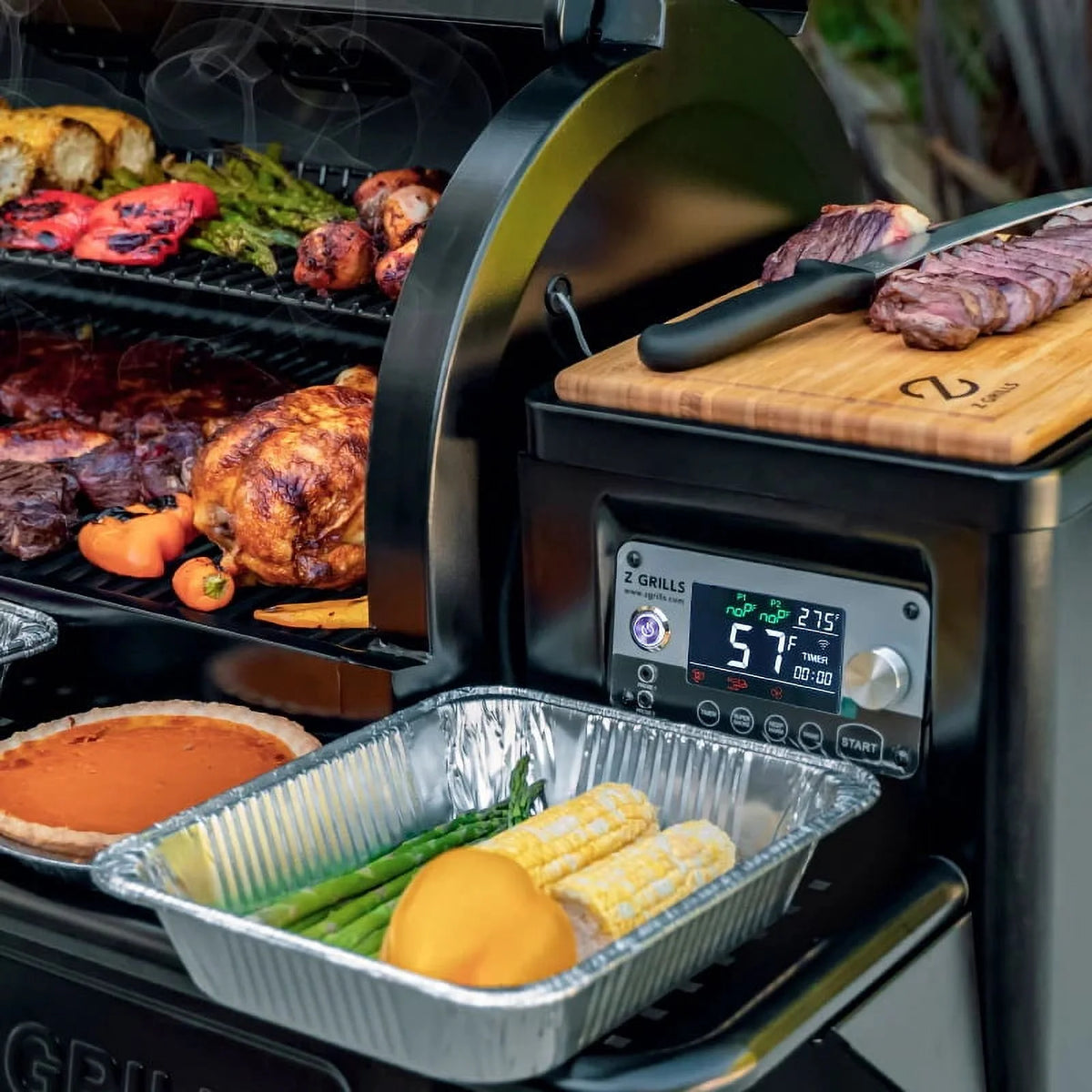 8 in 1 Wood Pellet Grill & Smoker with 1056 sq.in Cooking Area O69791