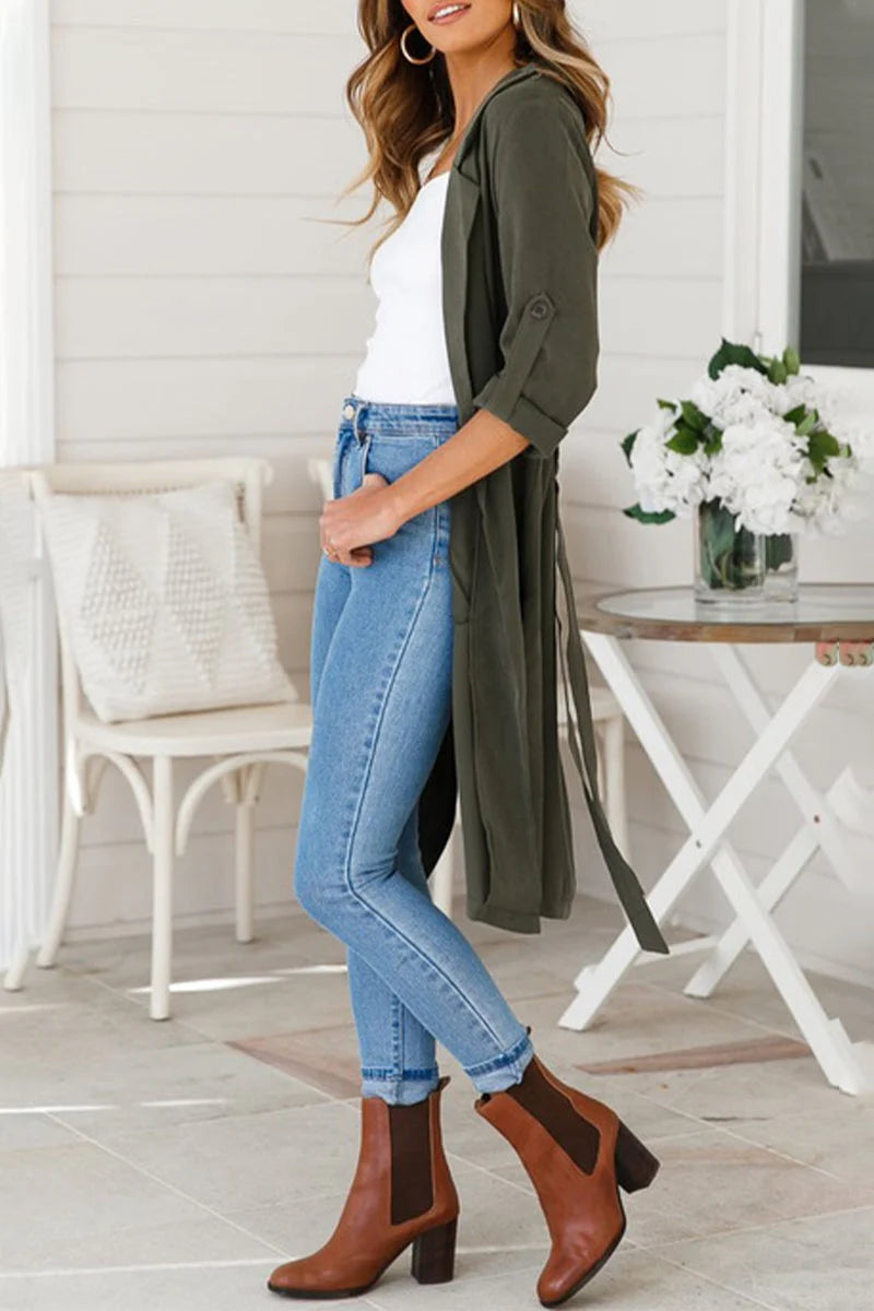 Solid Patchwork POLO Collar Outerwear Y26137