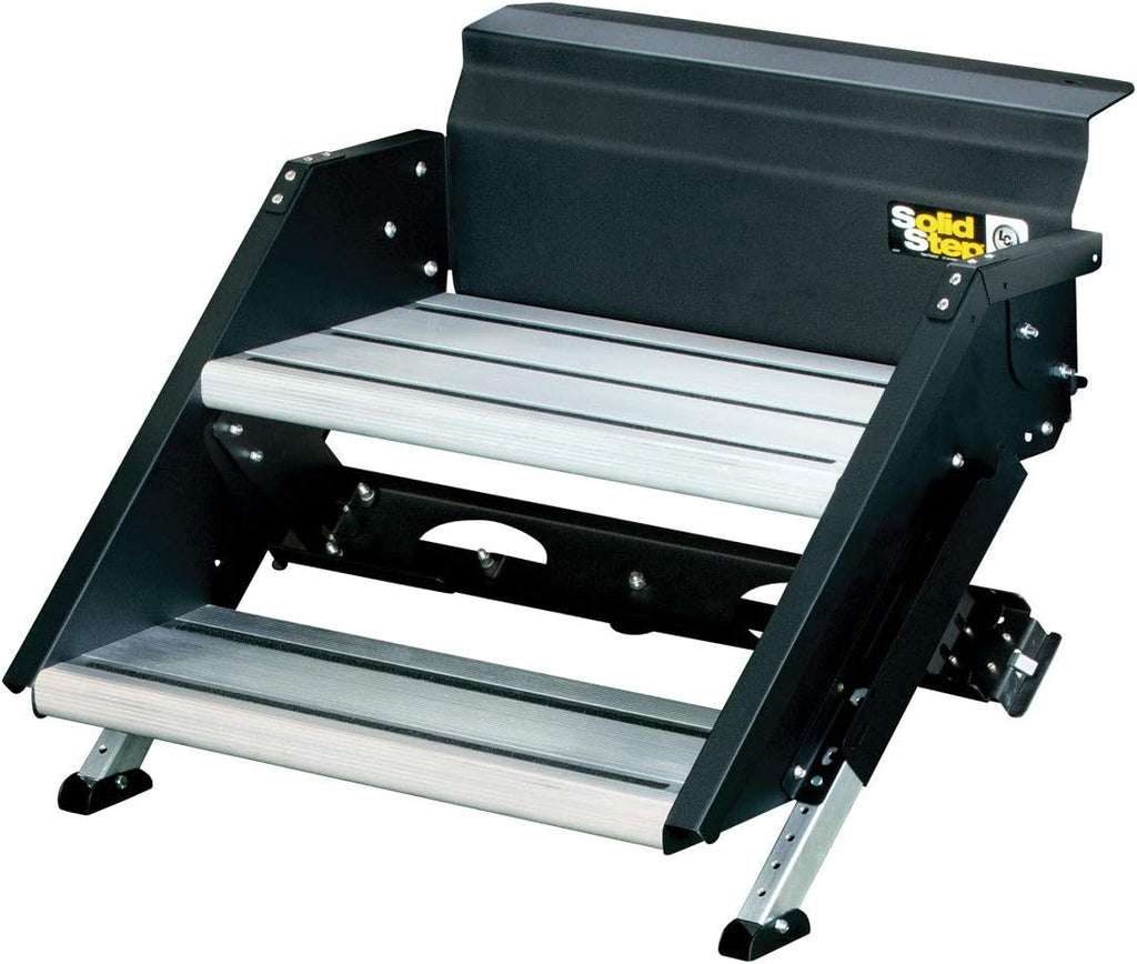 Solid Step Quad Step for RV Entry Doorway, 30 inch, Black W67672