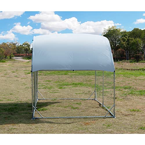Large Metal Walk-in Galvanized Chicken Coop with Waterproof Cover A56993